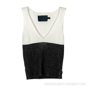 Women's  Low V Neck Knitted Sweater Vest Tops